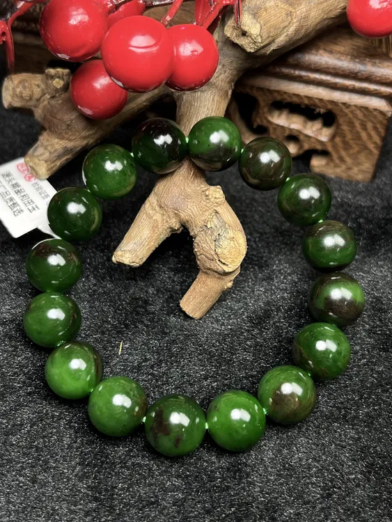 【九哥珠宝SC155-2】 和田玉碧玉手串红皮老料13MM 多样性发一件