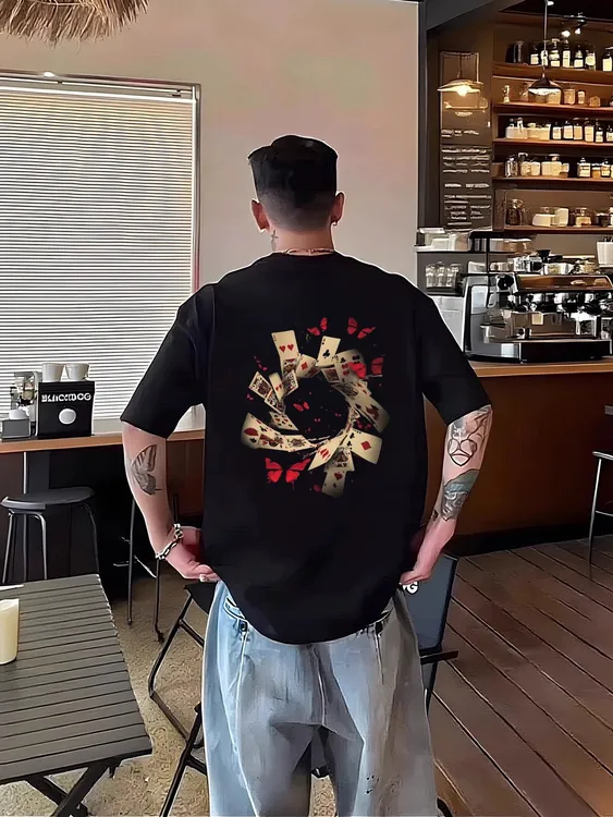 短袖男款t恤2025夏季新款美式潮流重磅纯棉上衣潮男痞帅打底体恤