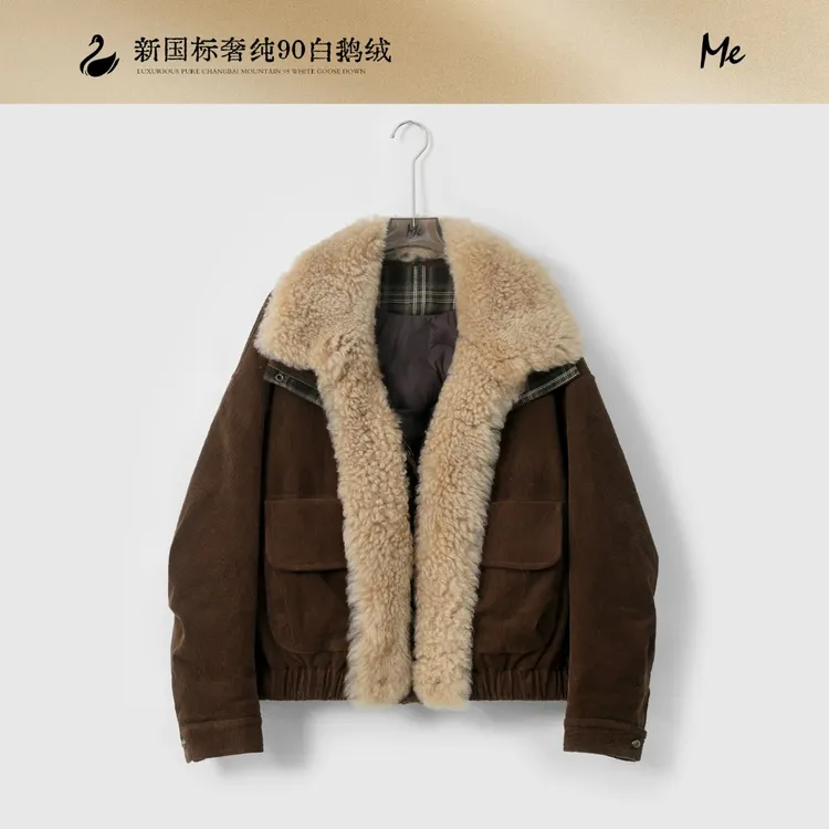 ME【旧金时代鹅绒服】白鹅绒泰迪羊毛领保暖时尚百搭羽绒服MESA5135