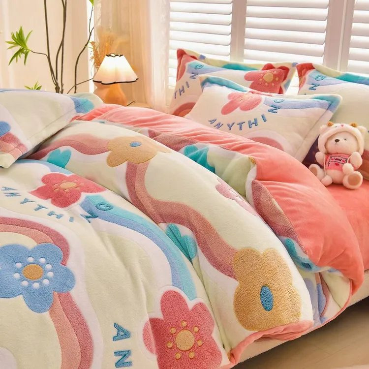 冬天牛奶绒被套单件珊瑚绒学生宿舍单人150*200被罩被单双面加厚