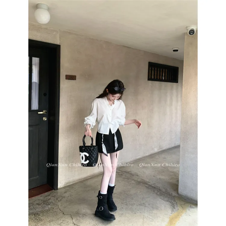 「高智姐感」秋季时尚休闲气质百搭洋气减龄设计感衬衫QXQ5CS6717A 