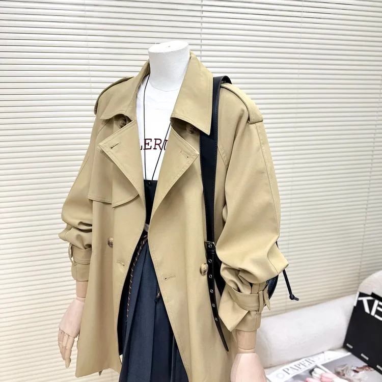 卡其色短款风衣女小个子2025春秋新款韩系高级感时尚休闲气质外套