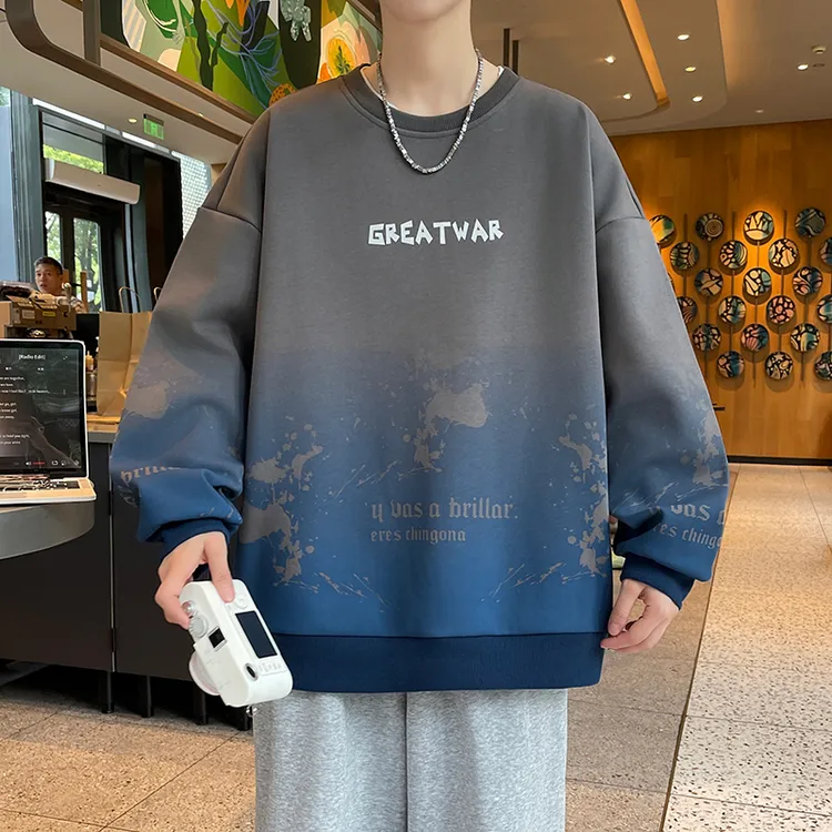 稻草人春秋季新款男士卫衣休闲百搭青年时尚帅气套头圆领长袖T恤