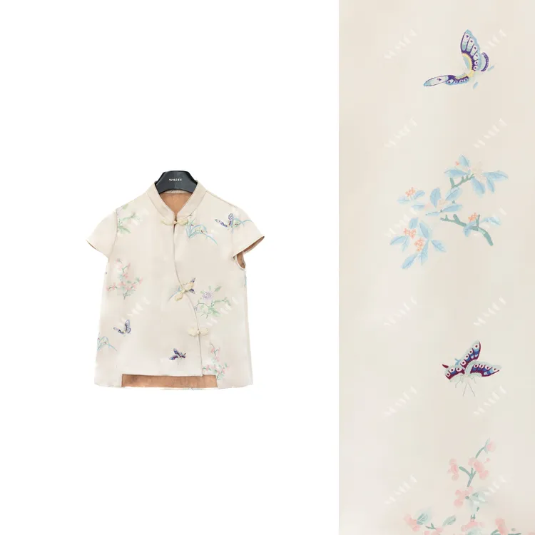 仫赐【兰栀】新中式立领扎染斜襟上衣2025春夏新轻薄上衣小衫G8321