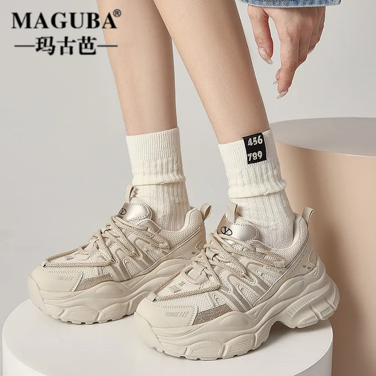 MAGUBA/玛古芭网红老爹鞋女士新款厚底防滑透气软底小众韩版百搭