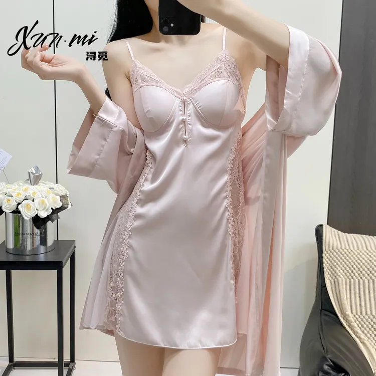 Xunmi/浔觅【恋恋倾心】新款缎面高定轻奢睡衣性感睡裙家居服