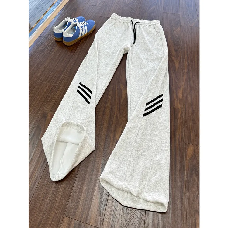 美式条纹卫裤男女垂感潮牌休闲裤子高街直筒宽松oversize运动长裤