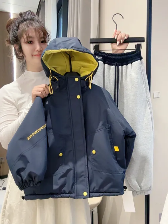 儿童新年款加绒派克服2025冬季毛毛宽松连帽加厚棉衣冲锋衣棉服潮