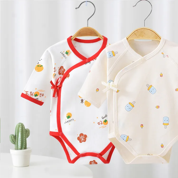 新生儿无骨纯棉A类连体长袖三角包屁衣刚出生宝宝内衣四季款婴儿