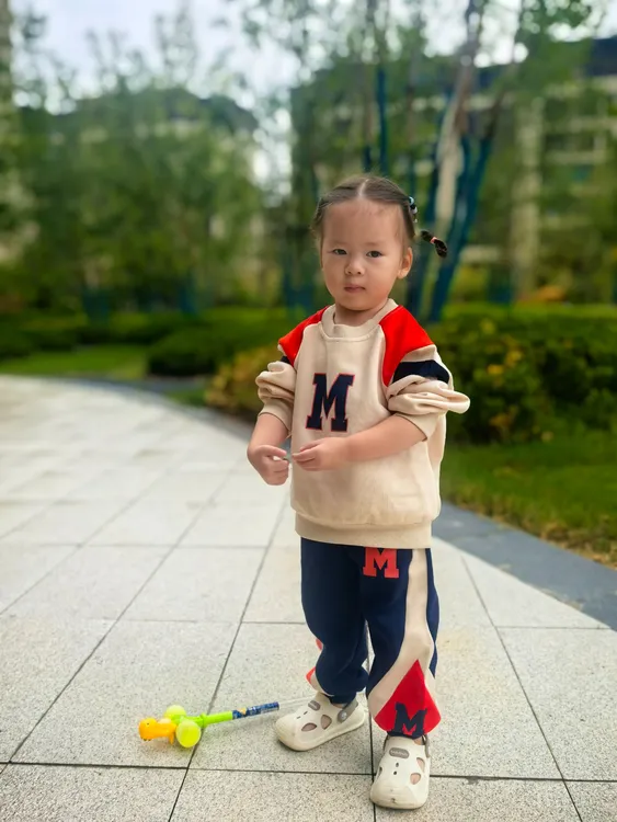 DP韩版姐弟款拼色纯棉儿童休闲运动套装中大童洋气秋