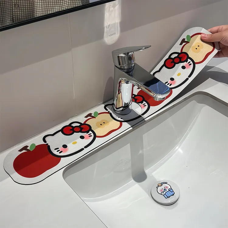 可爱kt水龙头沥水垫软硅藻泥吸水垫厨房卫生间边缘洗手台吸水垫mm