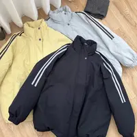 美式立领羽绒机车宽松休闲男女同款拼接夹克外套拼色运动冬季时尚