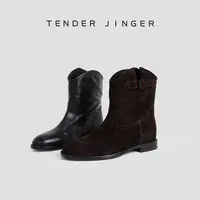 Tender Jinger低跟圆头侧面金属扣短靴M250441