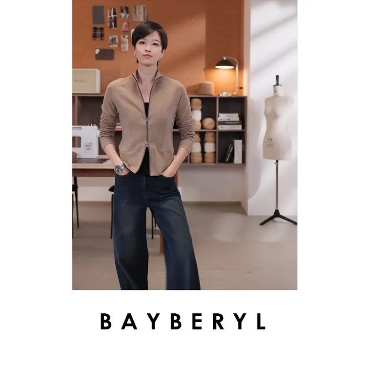 FF-BAYBERYL老贝德绒保暖易打理立领修身简约秋上衣9NT5J0942