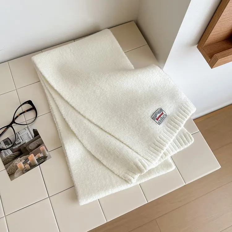 保暖法式纯色女森系成人围巾网红百搭白色