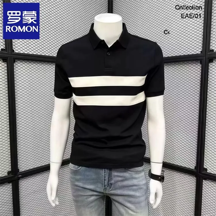 罗蒙新款夏季男士商务痞帅短袖T恤百搭Polo衫修身棉质半袖轻熟风t
