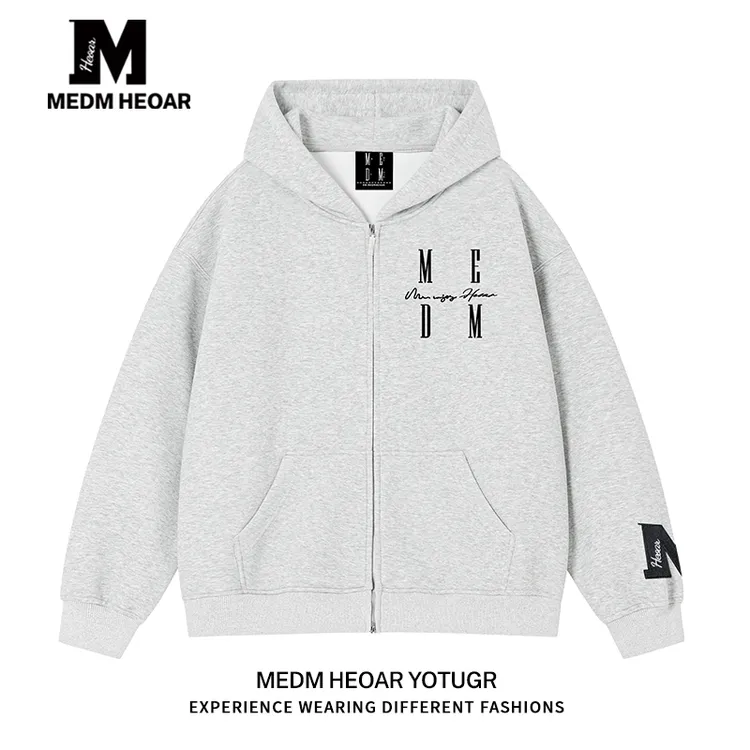 【三标齐全】MEDM HEOAR国潮牌刺绣拉链帽衫情侣连帽卫衣休闲外套