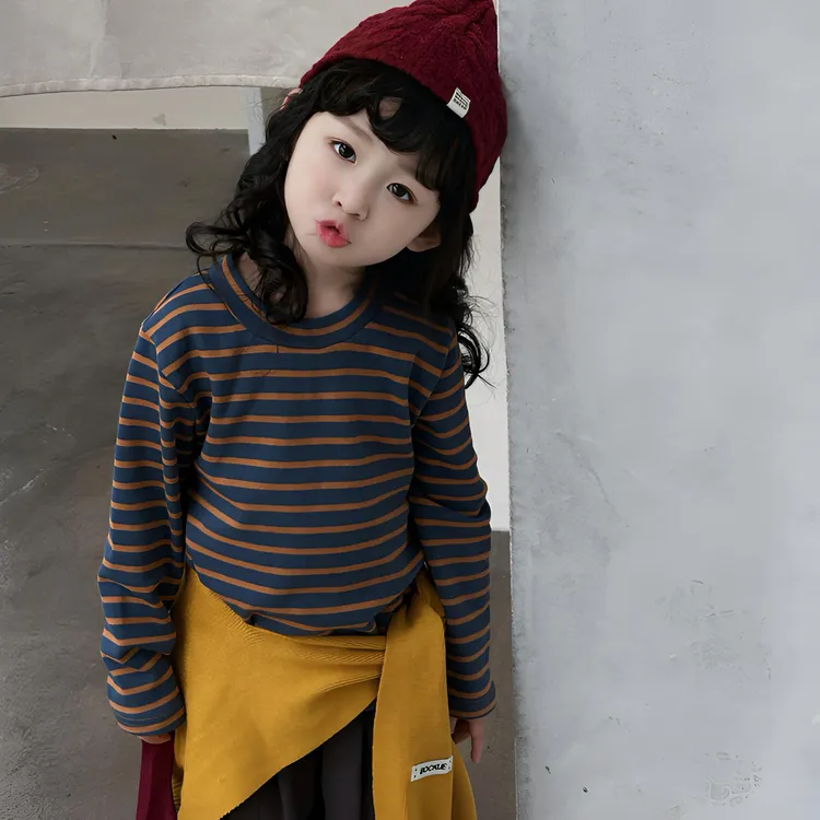 2025女童秋季百搭条纹长袖上衣洋气毛线披肩韩版休闲阔腿裤三件套