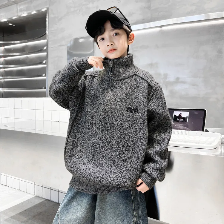 男童高领毛衣秋冬款2025新款秋季针织衫中大儿童男孩秋装打底上衣