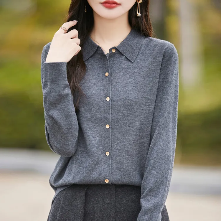 胖mm春秋大码衬衫女2025新款毛衣遮肚子上衣内搭可外穿针织打底衫