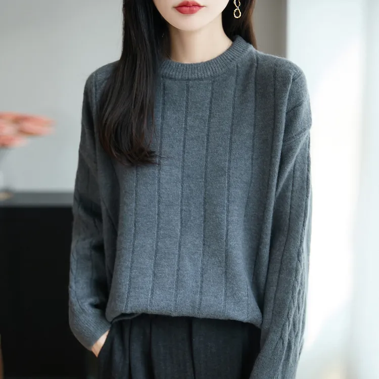 微胖mm春秋大码女士坑条毛衣遮肚子巨显瘦上衣秋冬内搭针织打底衫