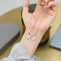 恒美娜 坠链均925银莫桑石 金‘’铲铲项链 简约百搭气质大众时尚