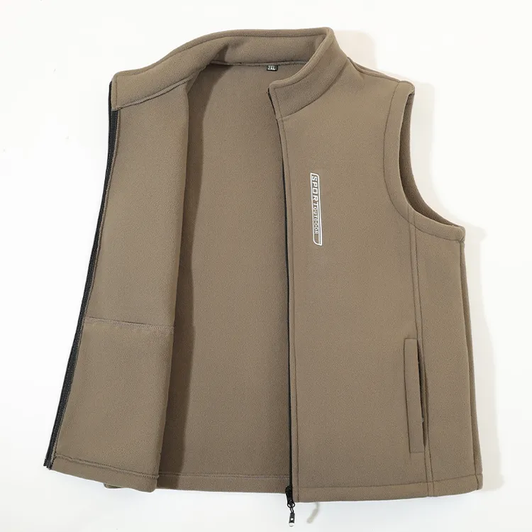 双面绒背心户外抓绒衣春秋摇粒绒马甲外套男宽松加绒加厚无袖卫衣