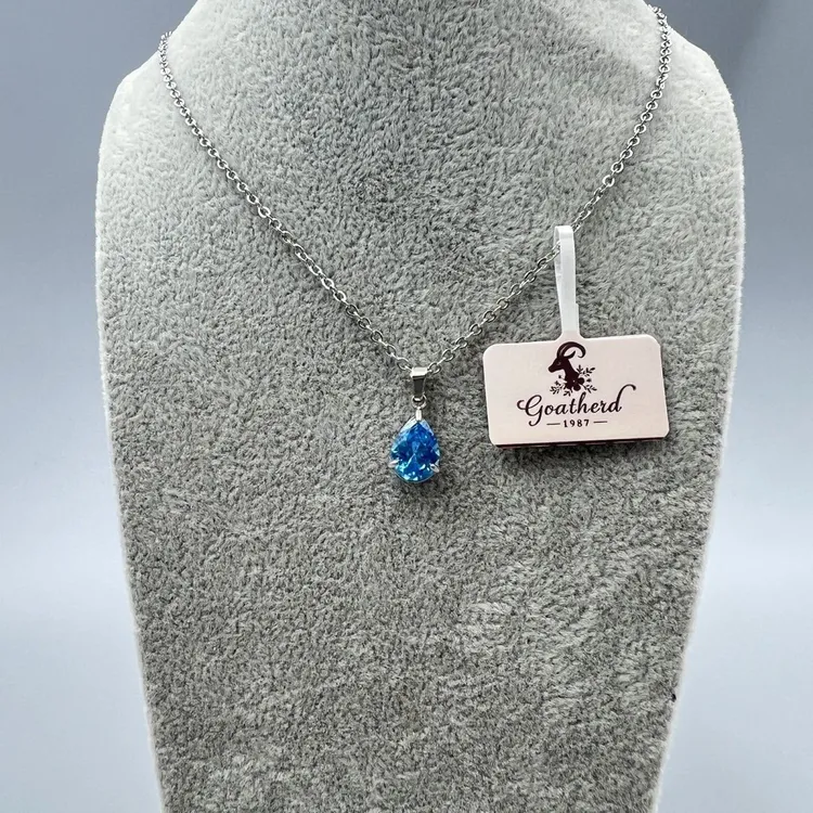 钛钢项链 无镀层10cm以下日韩女中国风彩色锁骨链蓝色