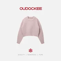 OUDOCKEE 鸥鸥 【水蜜桃】圆领慵懒高级感宽松针织毛衣 MACAB782T