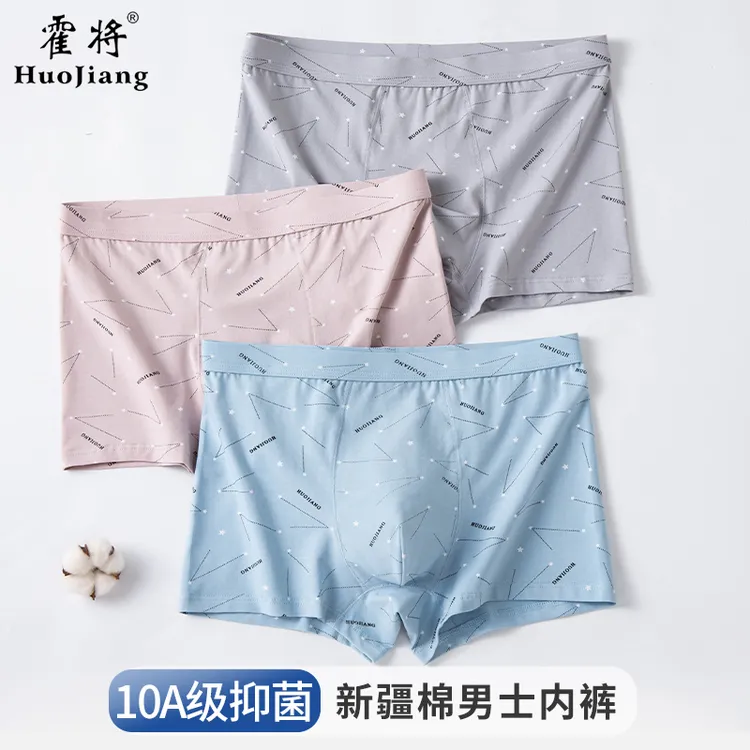 【升级10A抗菌】霍将男士内裤秋冬舒适青年运动新疆棉男生平角裤头