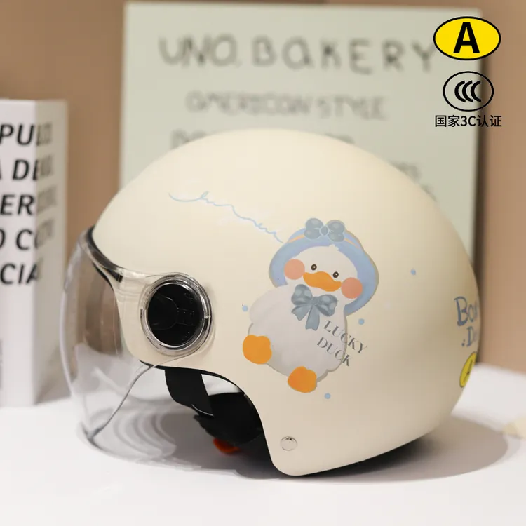 3c认证摩托车电动车电瓶车轻便卡通透气头盔防晒夏季半盔夏款女士
