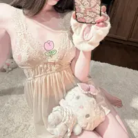 甜心白开水性感纯欲风蕾丝透气网纱吊带睡裙女性睡衣