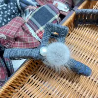 蓝灰毛球发夹HX009 SSHX