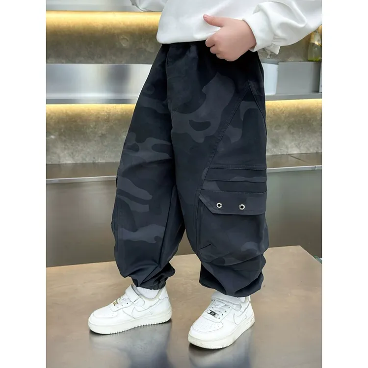 男童裤子韩版春秋儿童工装裤2025新款小男孩迷彩长裤中小童运动裤