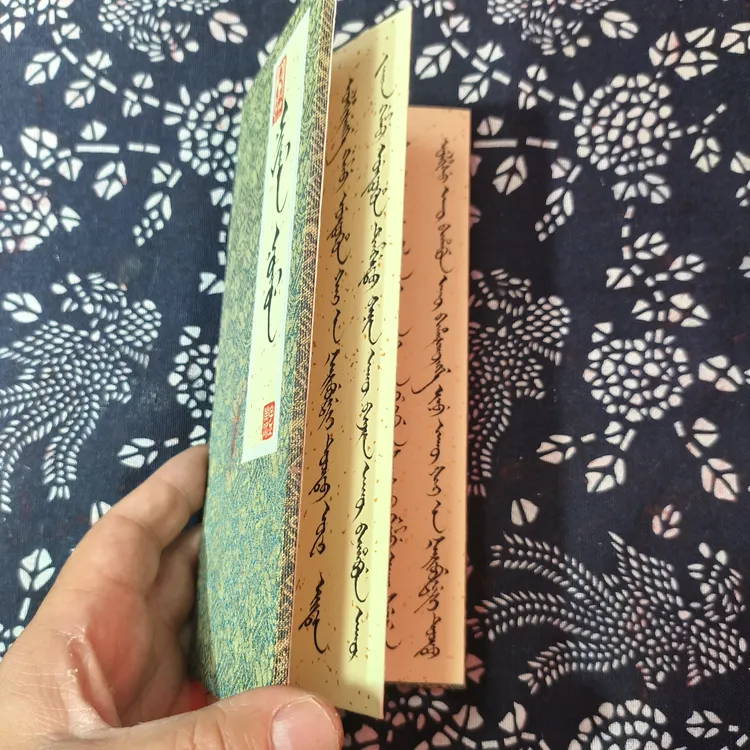 册页-满文“心经”全文-小楷手写-绿色锦缎