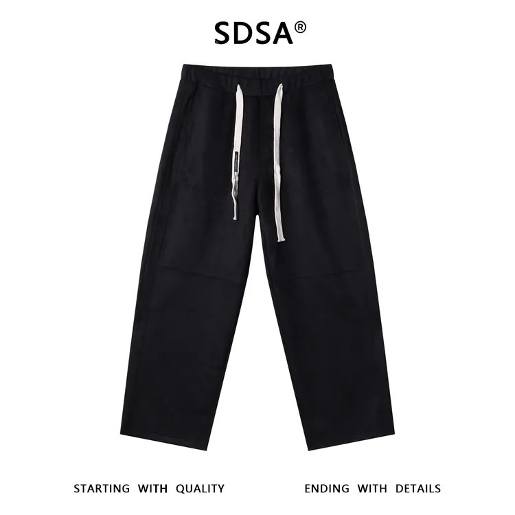 SDSA男士秋冬新款痞帅男装潮牌绒面抽绳松紧直筒休闲裤百搭时尚