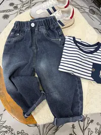 【颜色很高级巨软】萌娃穿搭秋季韩版宽松百搭洋气砂洗男童牛仔裤