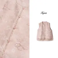 冬季新品小香风洋气精致亮片刺绣蝴蝶减龄气质圆领开衫马甲JN9122