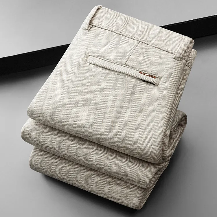 【绵羊毛+桑蚕丝}男士休闲裤轻奢加绒锁温百搭直筒时尚商务弹力裤