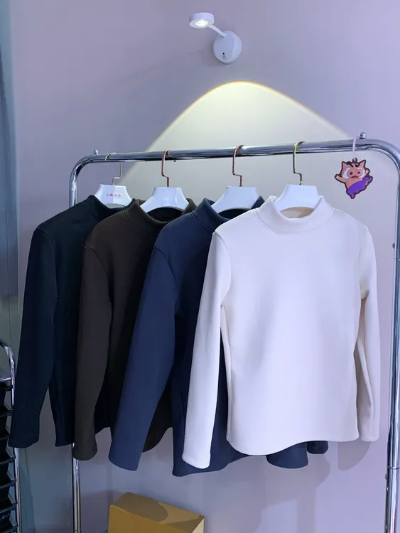 成年保暖男女同款纯色糯米绒加厚秋冬通勤百搭打底衫