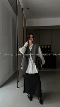 73522潮女时尚不规则马夹显瘦气质休闲百搭韩版秋季纯色设计感