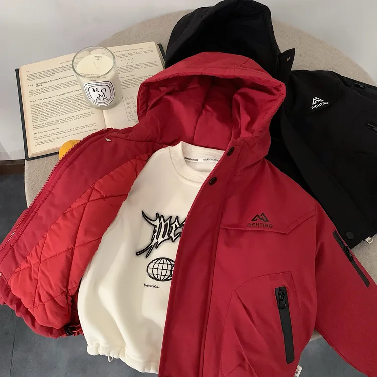 男童夹棉外套冬款2025新款儿童夹棉冲锋衣宝宝中小童加棉派克服潮