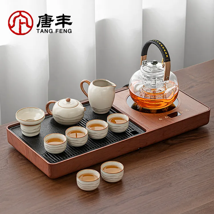 唐丰汝窑茶具家用办公室中式茶台烧水壶一体泡茶工具茶壶茶杯高档