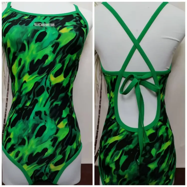 英国LOREX 低开叉大包臀连体竞速专业比赛训练速干亲子竞技泳衣