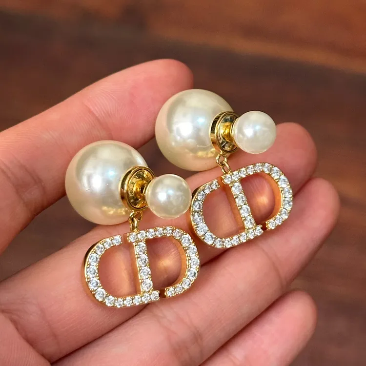 铜合金仿珍珠耳饰 【茉莉专属】E0113时尚大号古风金色复古轻奢耳环