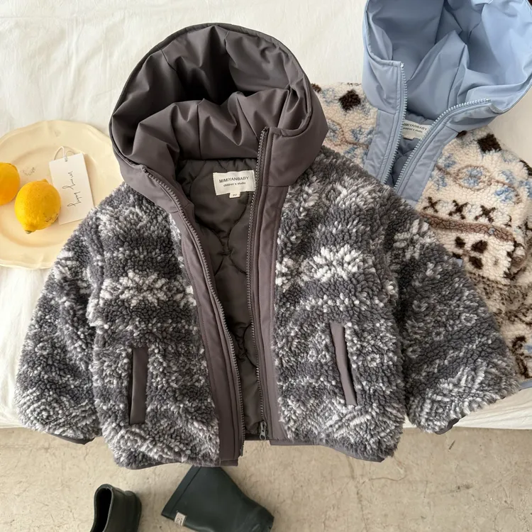 儿童冬季棉衣男女童加厚外套连帽提花时尚棉袄棉服韩版加厚保暖