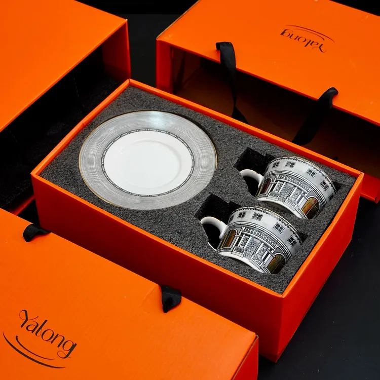 【高骨瓷】天鹅堡200ml下午茶高档轻奢杯碟礼盒套装