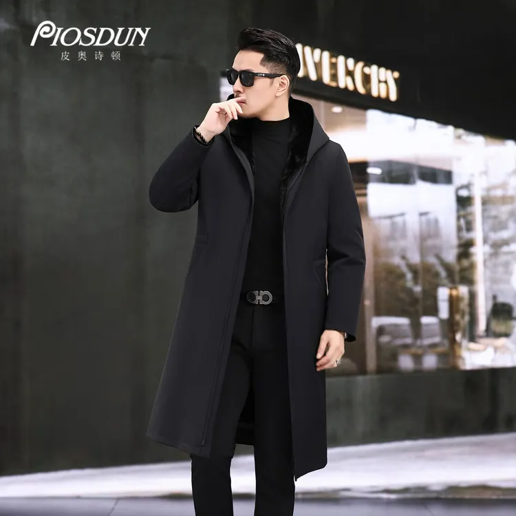 超长款水貂内胆派克服 冬款可拆卸内胆男士外套