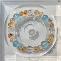 【Denini】天然水晶手串双A白刻面水晶黄塔晶蓝珠DIY独家款·放松