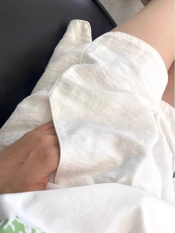白色开叉透气短裤女夏季小个子宽松显瘦松紧腰a字休闲阔腿裤